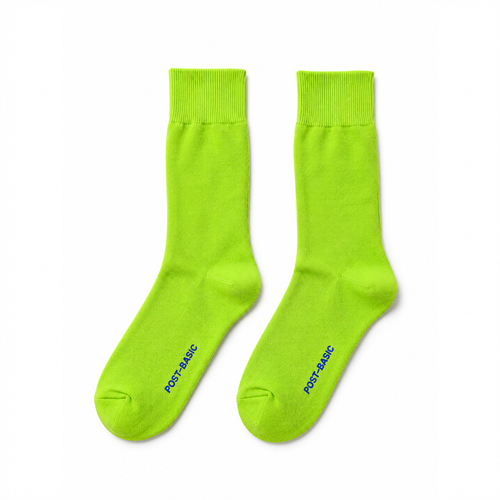 Post-Basic Brilliant Lime unisex everyday essential crew socks