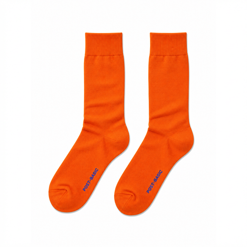 Post-Basic Brilliant Orange unisex everyday essential crew socks