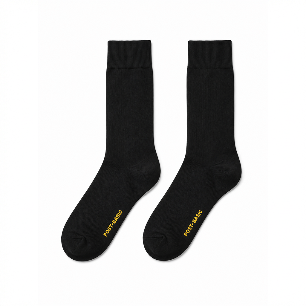 Post-Basic Shikkoku Black unisex everyday essential crew socks